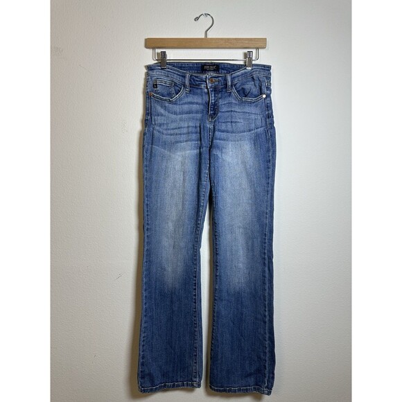 Judy Blue Boot Cut Jeans Womens 9/29 Med Wash Distressed Western Boho Stretch - Picture 1 of 13